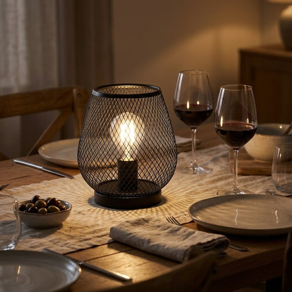 LED-Laterne aus Metallgeflecht, batteriebetrieben, 17 cm