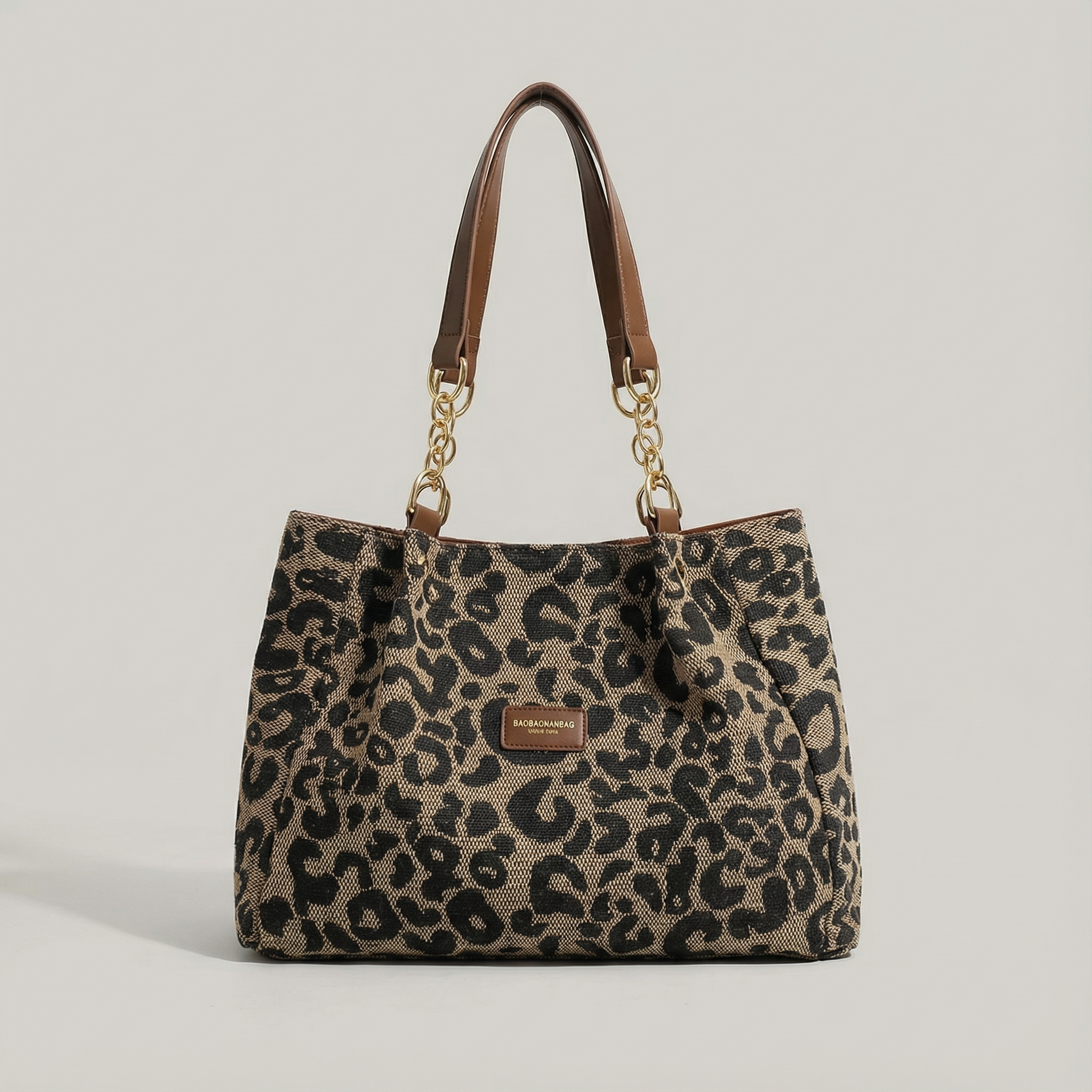 Leotard-Print Tote-Bag mit Goldketten-Detail