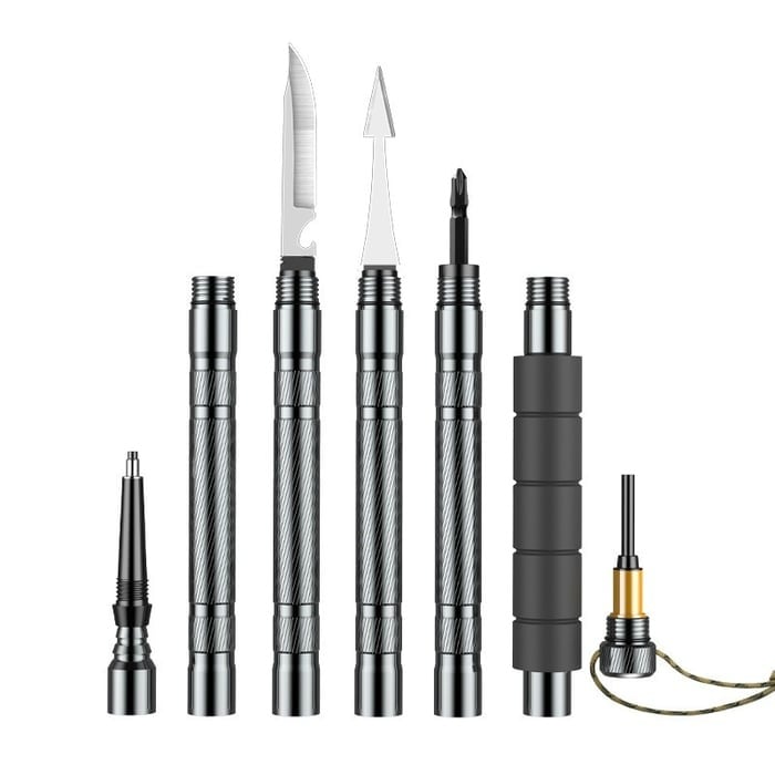 Wanderstock Aluminium verstellbar mit integriertem Survival Kit