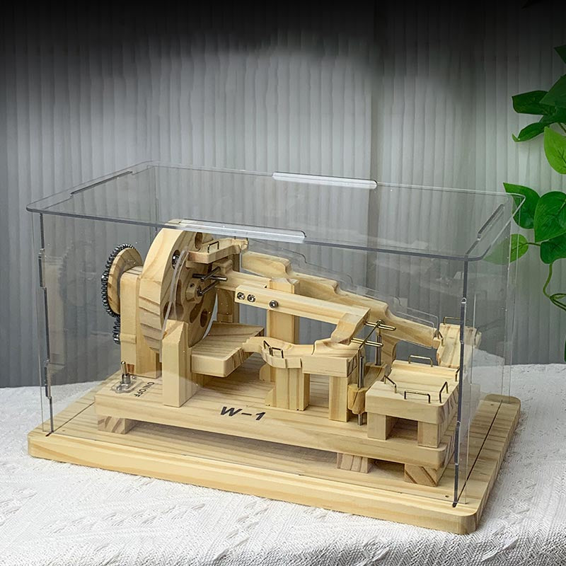 Holz-Kugelbahn Mechanisches Bauspiel mit Zahnrädern