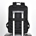 Leather backpack with USB charging port for 15.6-inch laptop