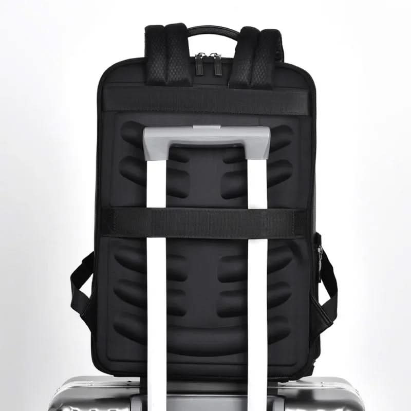 Leather backpack with USB charging port for 15.6-inch laptop