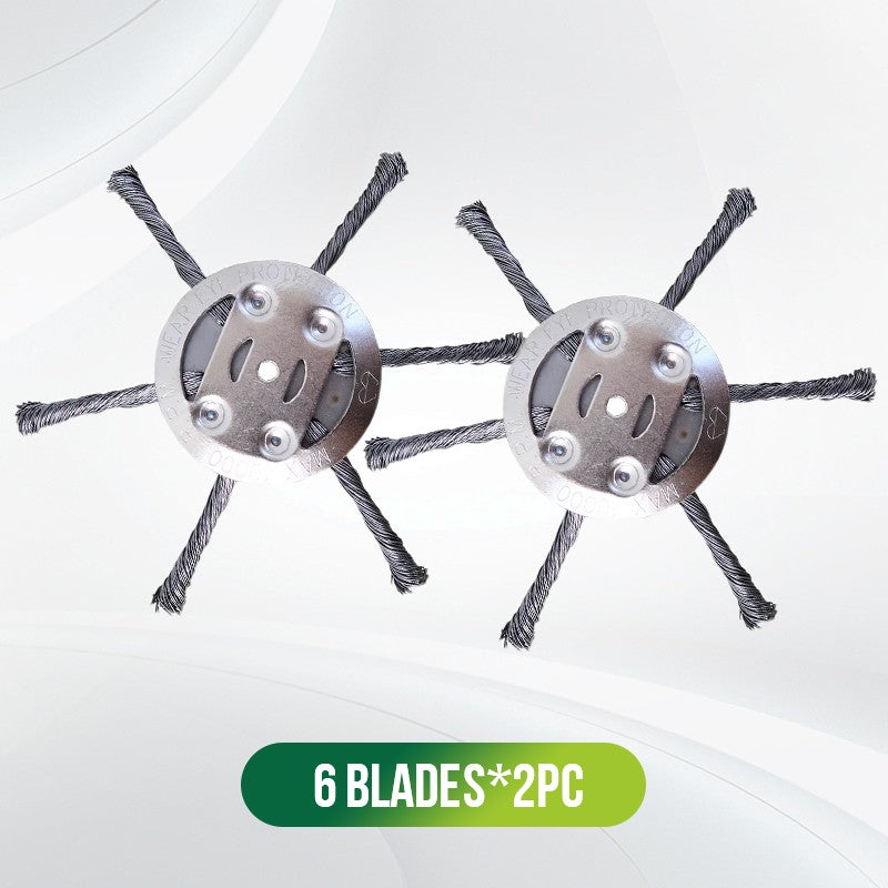 Brush cutter replacement head with metal blades