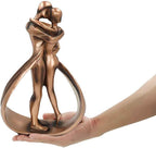 Umarmungs-Skulptur Paar in Bronze-Optik – Dekofigur für Zuhause
