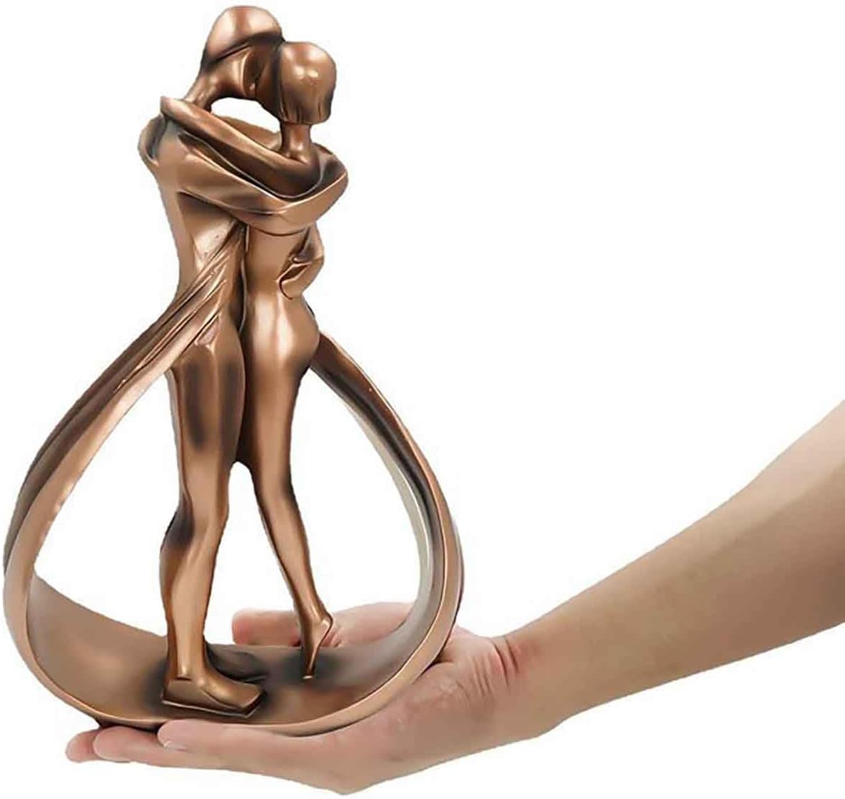 Umarmungs-Skulptur Paar in Bronze-Optik – Dekofigur für Zuhause