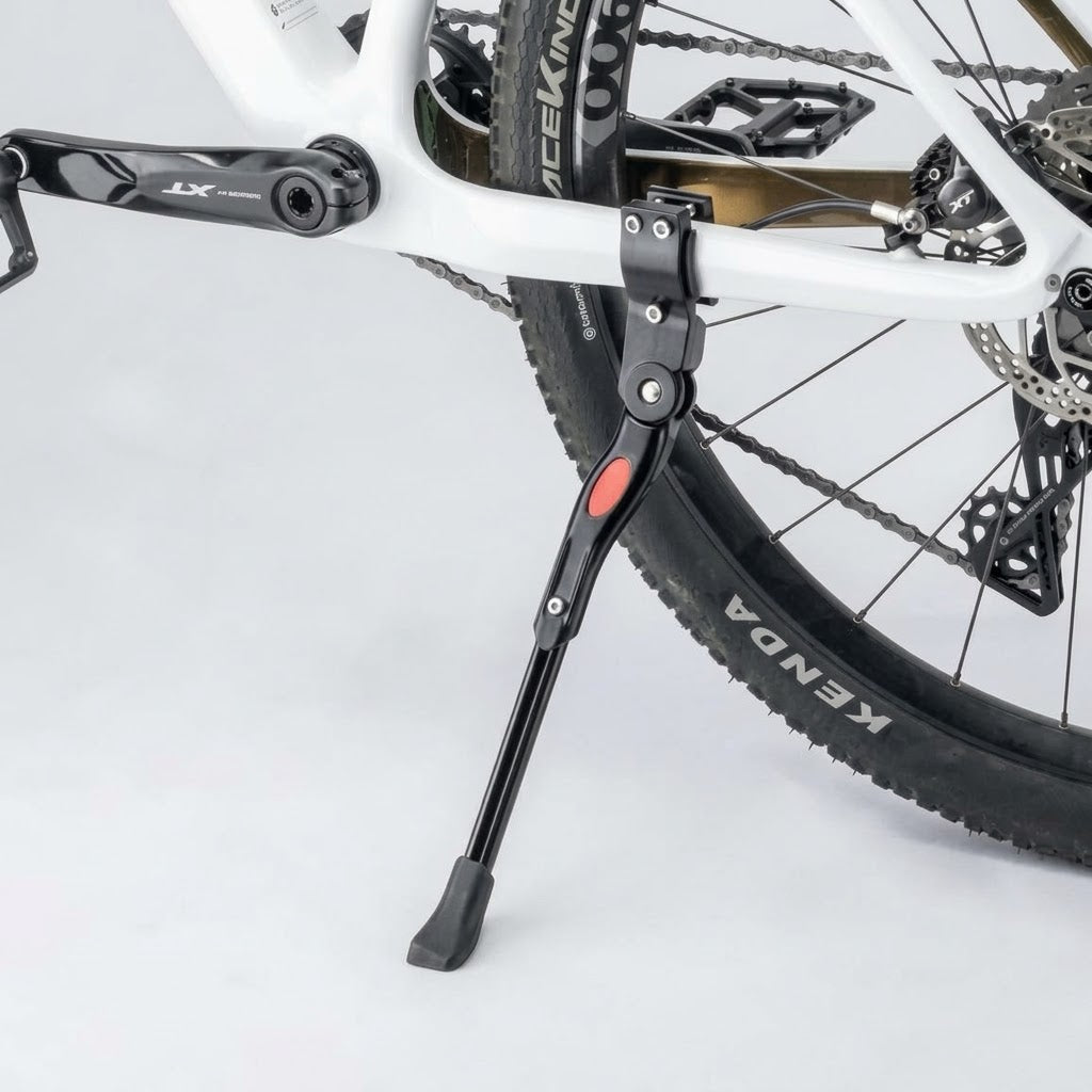 Height-adjustable bicycle stand 32.7–37.8 cm, aluminum, frame-mounted