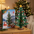 Advent calendar with wooden Christmas tree to decorate, 24 wooden ornaments