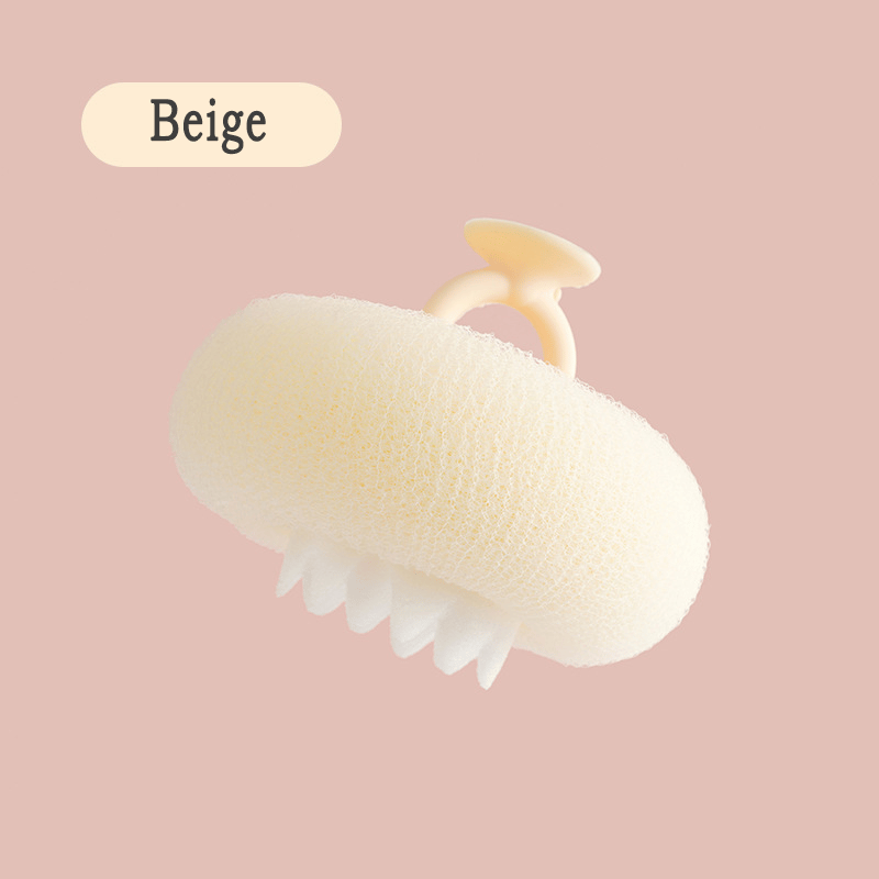 Shower sponge with massage particles and handle