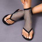 Netz-Sandalen mit Glitzer-Details