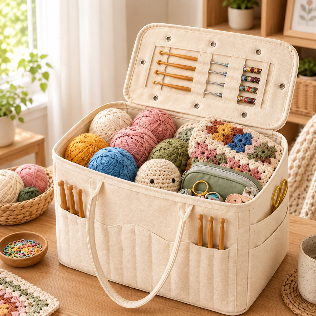 Nadel-Rolltasche Canvas für Strick- und Häkelnadeln