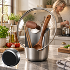 Utensilienhalter Edelstahl mit Deckelablage für Küche