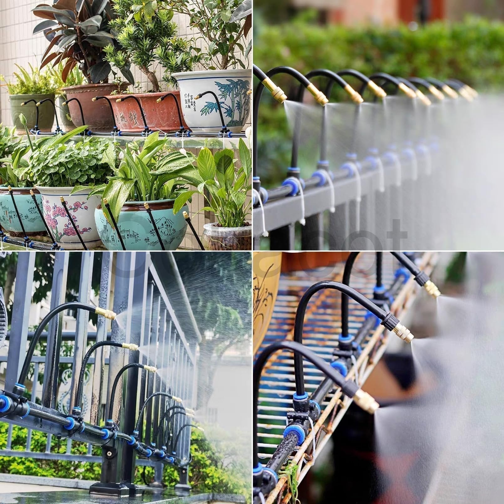 Automatic irrigation system with 360° spray nozzles
