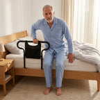 Bed rail assist handle with storage pouch, height-adjustable, up to 136 kg