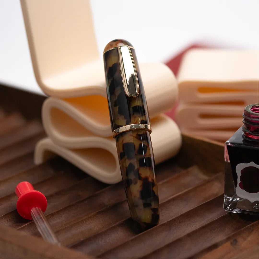 Fountain pen with fine nib and acrylic body