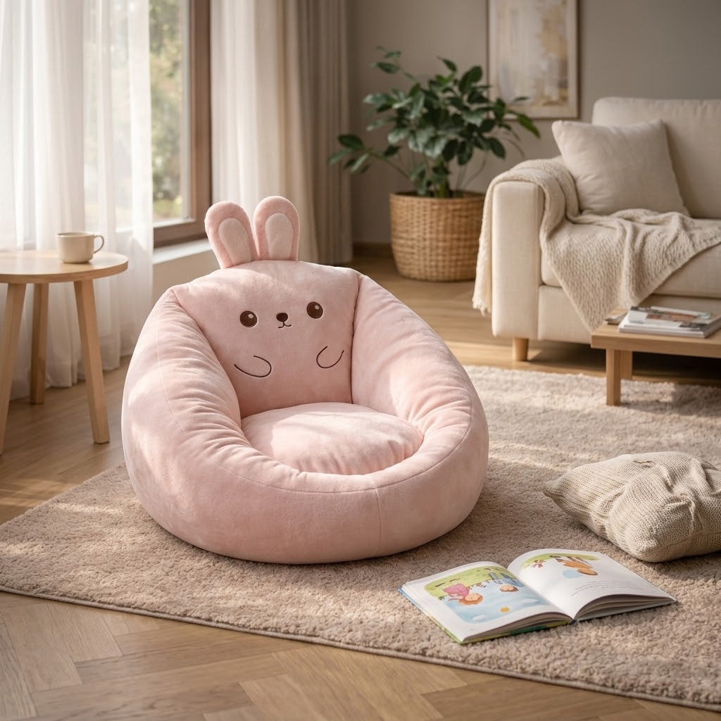 Plush bean bag chair with animal design – soft floor chair