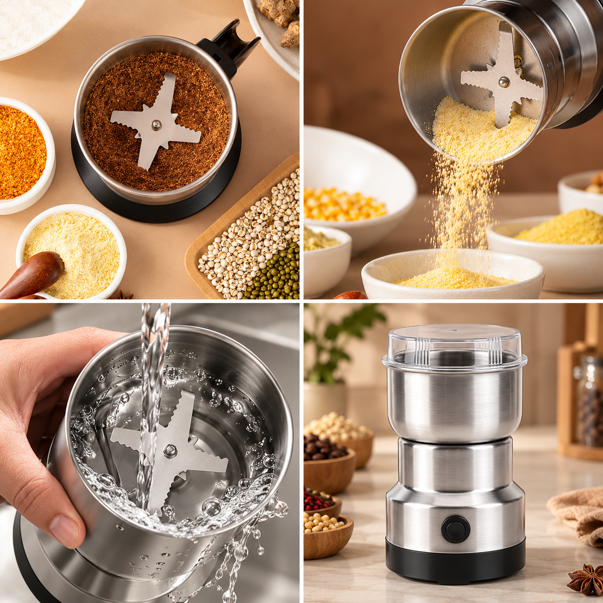 Elektrische Gewürzmühle Edelstahl 300 ml
