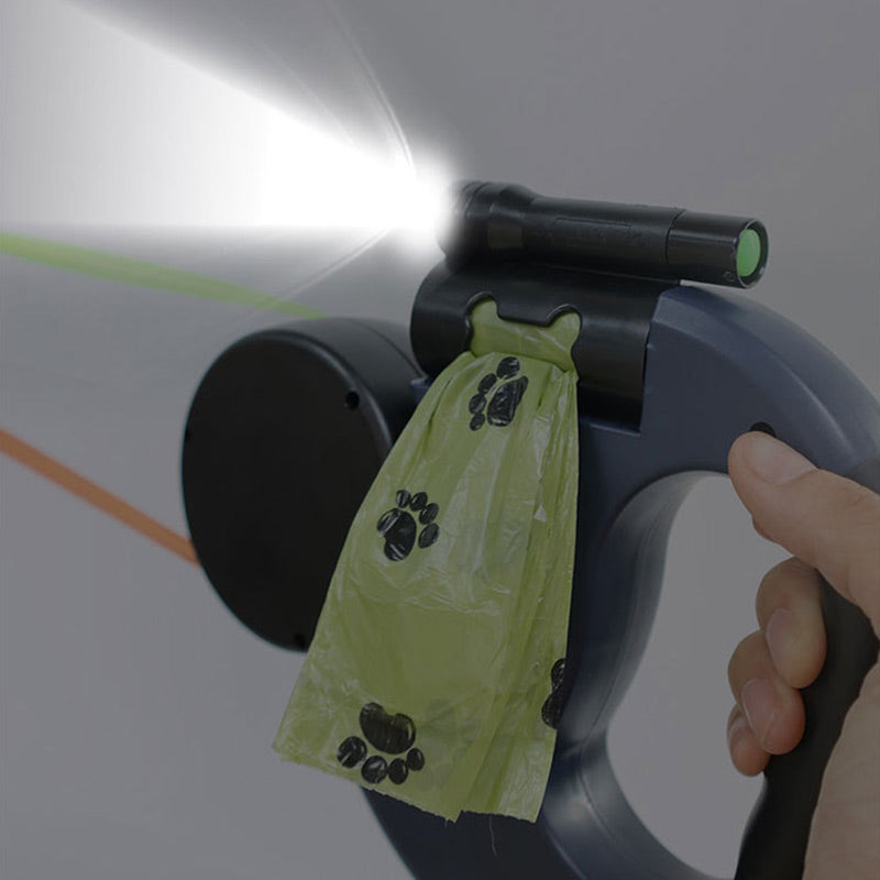 Hundeleine automatisch mit LED-Licht und Kotbeutelspender