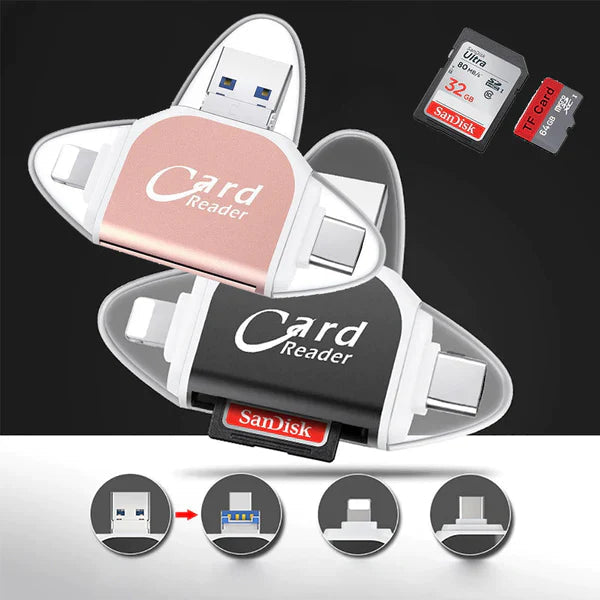4-in-1 Universal Card Reader for SD and MicroSD Cards
