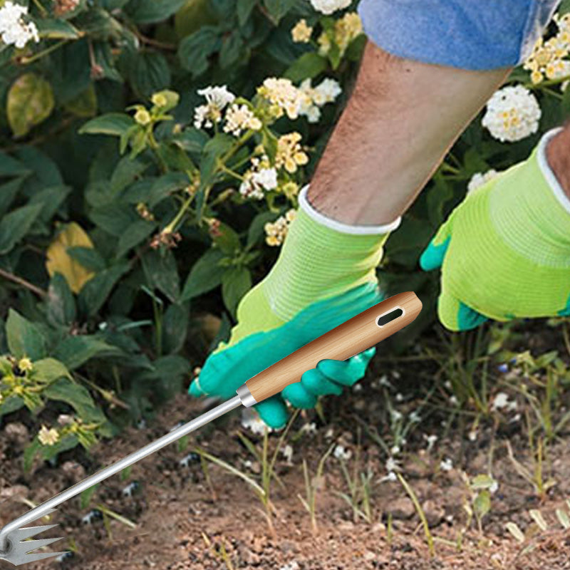 Stainless Steel Weeding Fork with Wooden Handle – Ergonomic Garden Tool