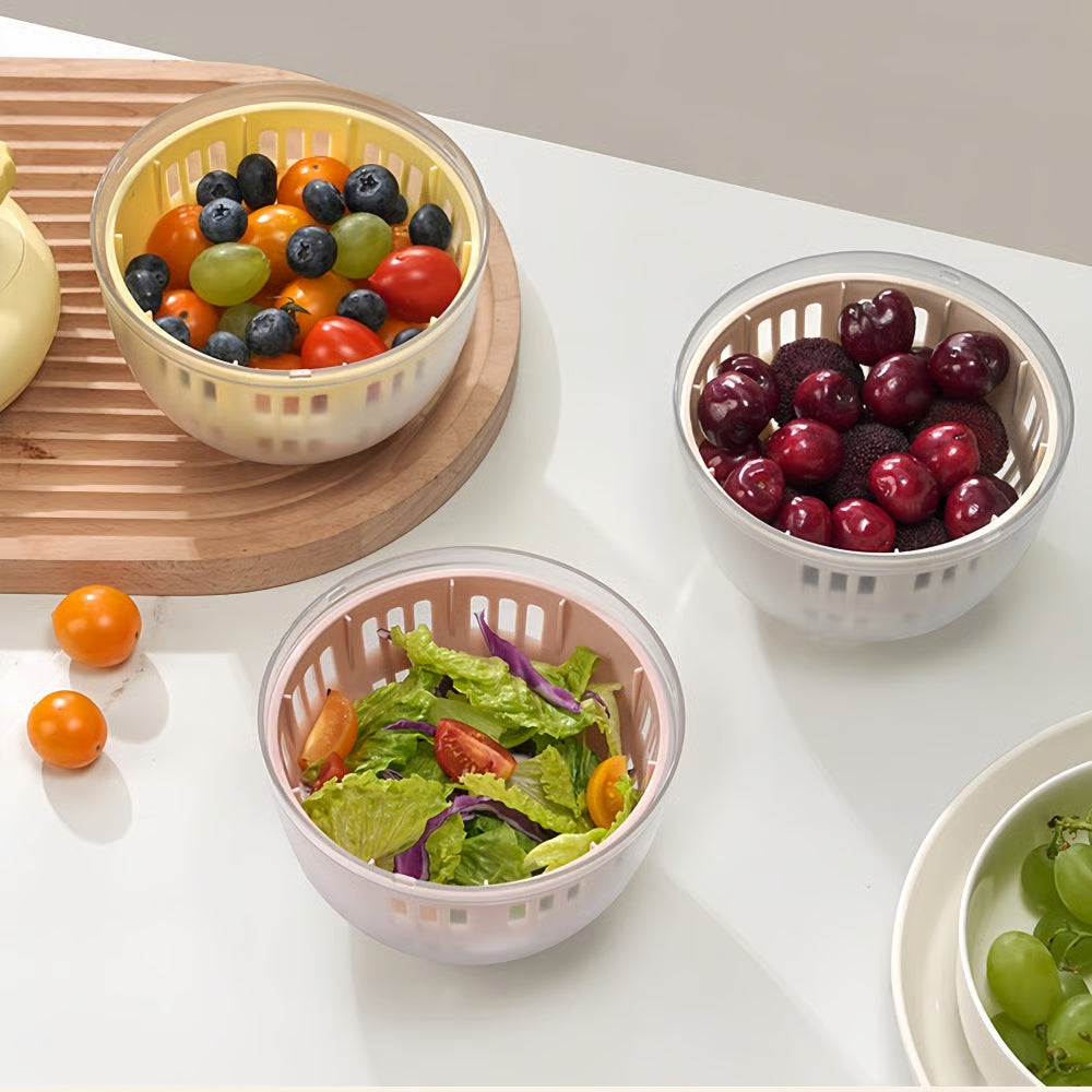 Salatschleuder mit Aufbewahrung – 3-in-1-Funktion