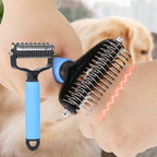 Fur grooming brush for dogs and cats with safety blades