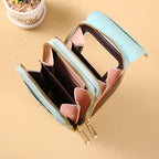 Leather handbag with RFID protection and phone pocket