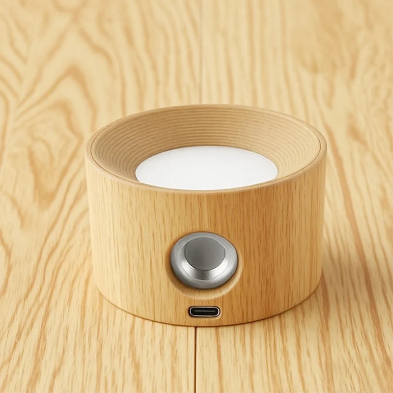 Rechargeable LED wall light with swiveling head & 3 color temperatures, oak/white/black