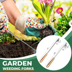 Stainless Steel Weeding Fork with Wooden Handle – Ergonomic Garden Tool