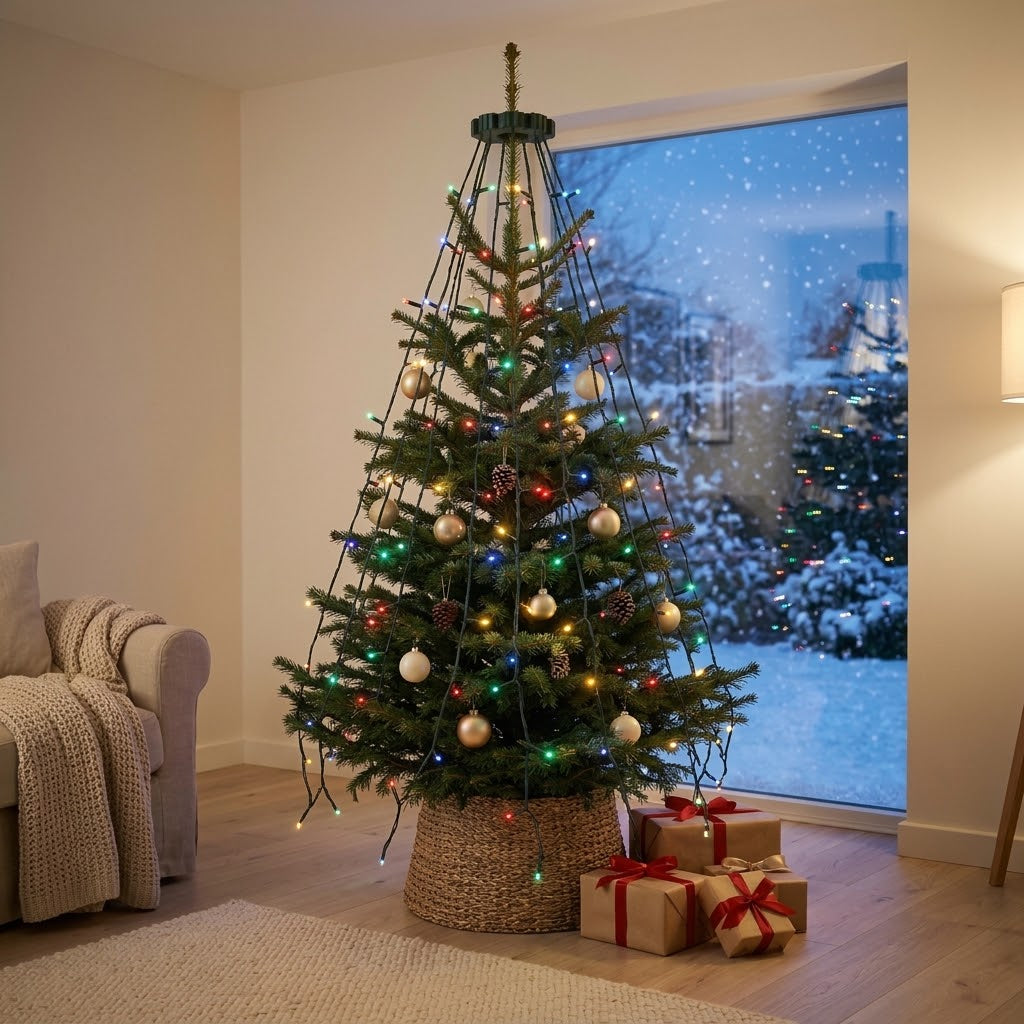 LED waterfall string lights for the Christmas tree, copper wire, with remote control