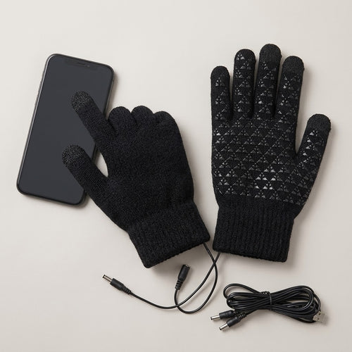 Heated gloves with USB connection, carbon-fiber heating and touchscreen function