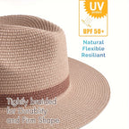 Panama sun hat with wide brim made of paper fiber