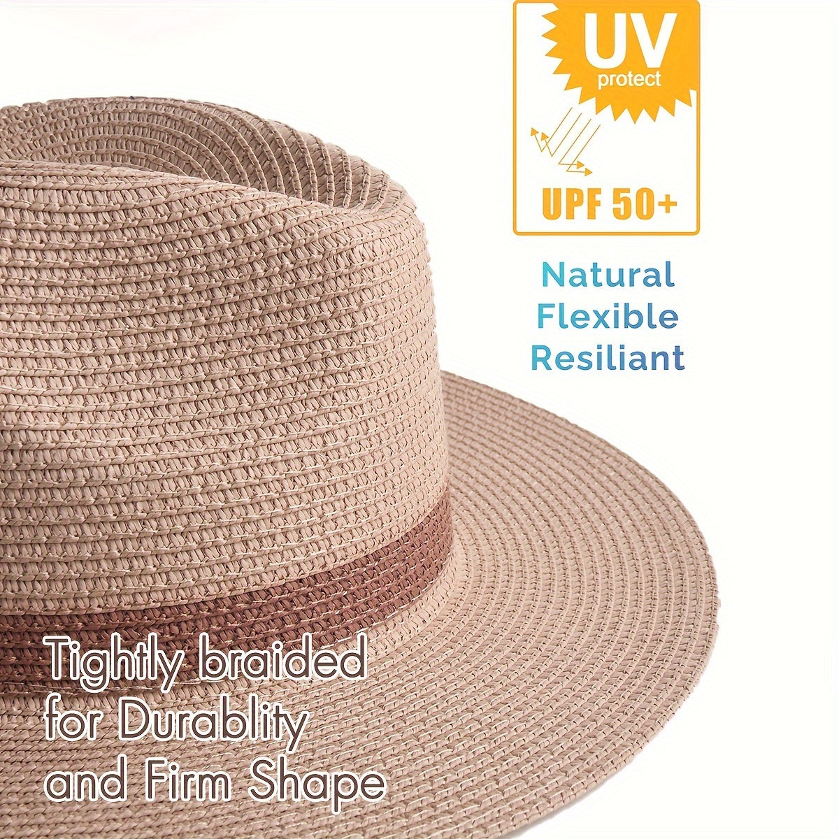 Panama sun hat with wide brim made of paper fiber