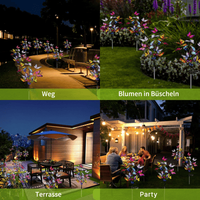Solar butterfly light with color-changing LEDs