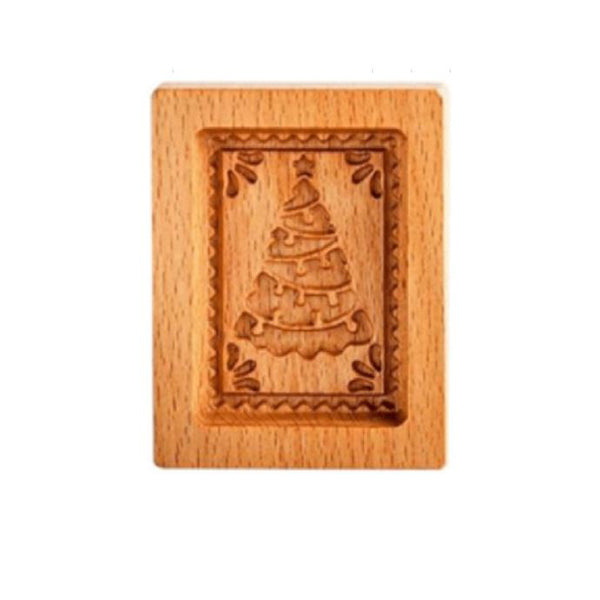 Holz-Backform mit handgeschnitzten Motiven