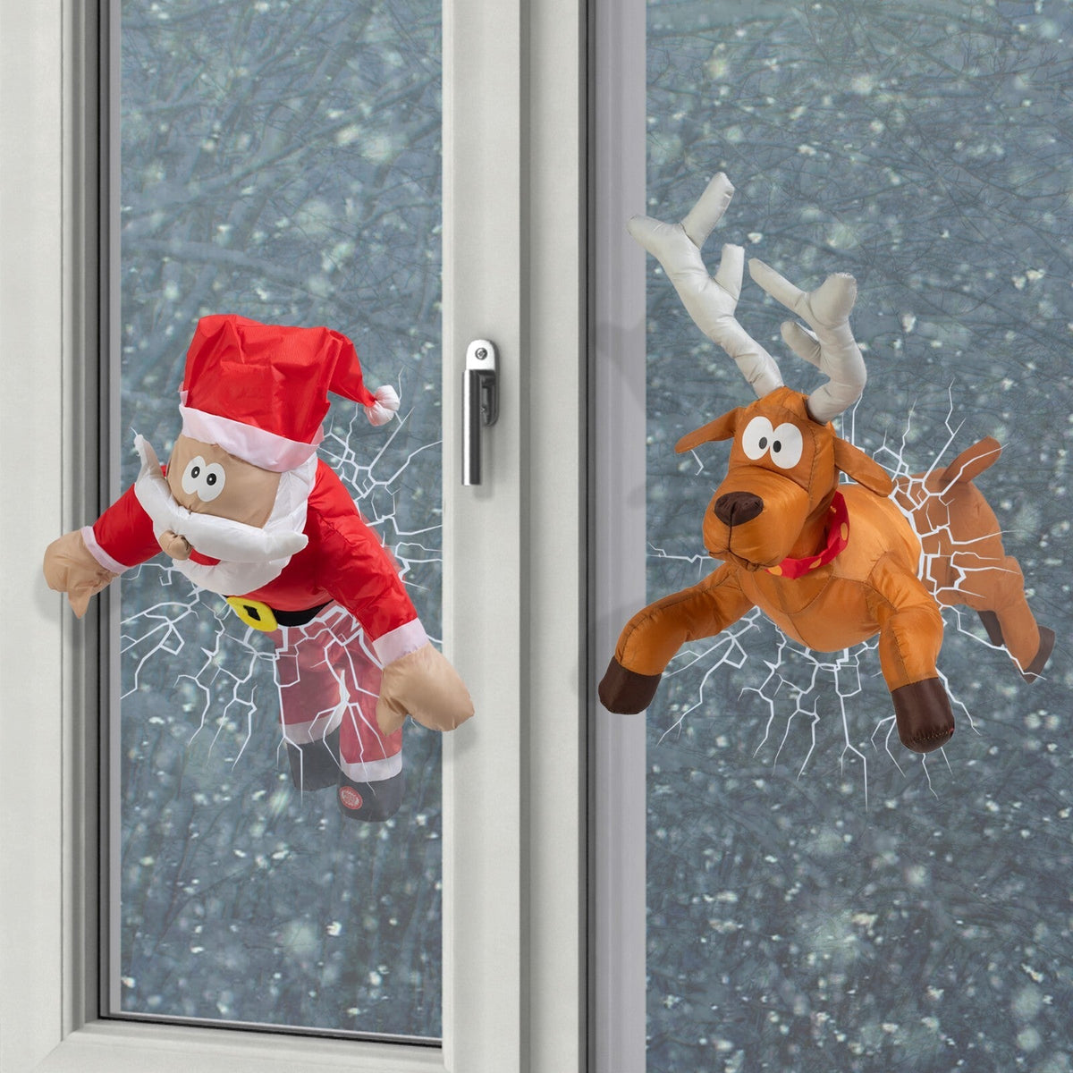 Santa Claus window decoration with crash effect, moves in response to sounds