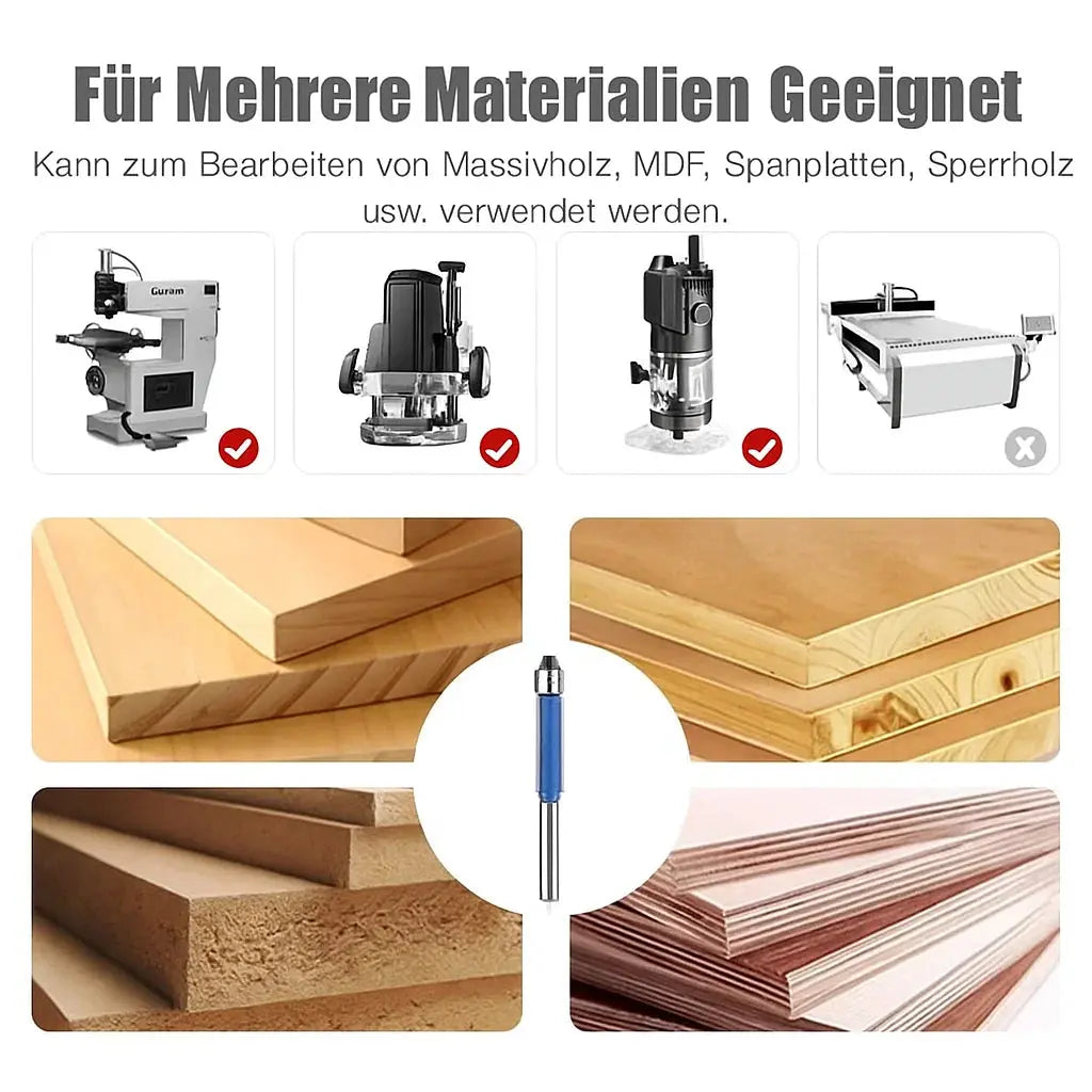 Flush Router Bit Set 4-Piece – Clean Edges on Any Material