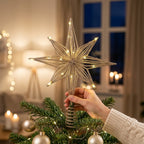 Christbaumspitze Stern mit LED, 33 cm hoch, batteriebetrieben