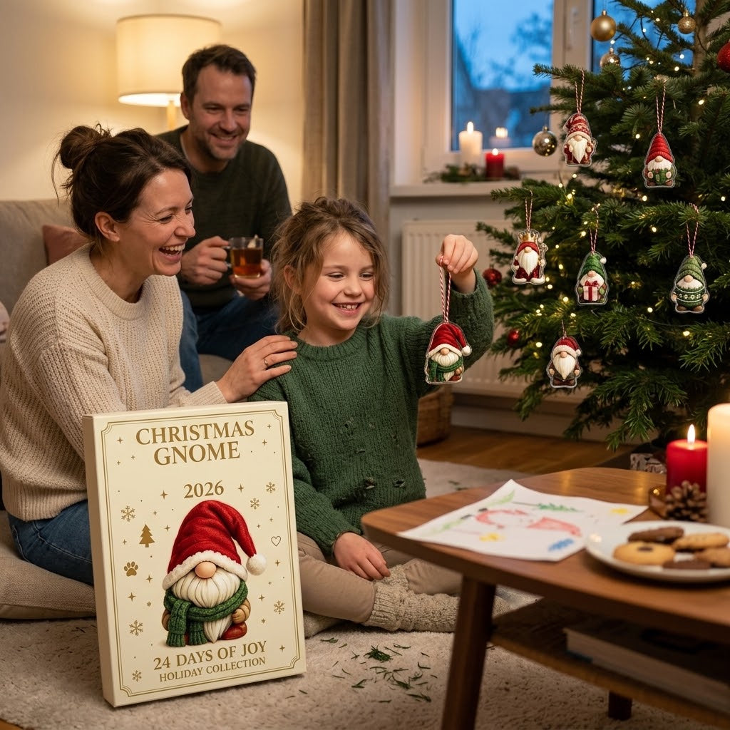 Wichtel Adventskalender 2026 mit 24 Acryl-Anhängern zum Aufhängen