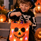 LED-Kürbiskorb für Halloween mit Griff