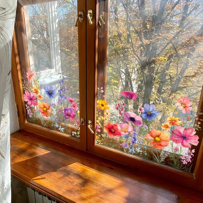Window Stickers with Flower and Butterfly Designs
