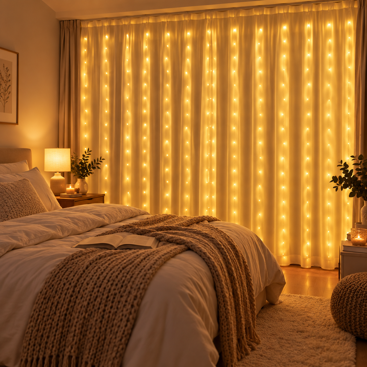 LED-Lichtervorhang Eiszapfen Warmweiß – Für Fenster und Innenwand