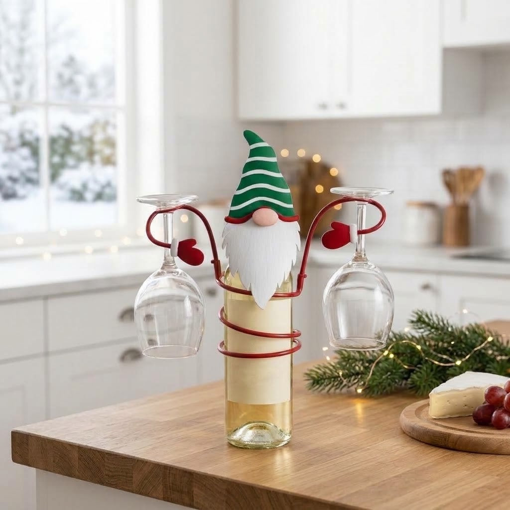 Metal Christmas Figurine Bottle Holder, Table Decoration for Wine Bottles