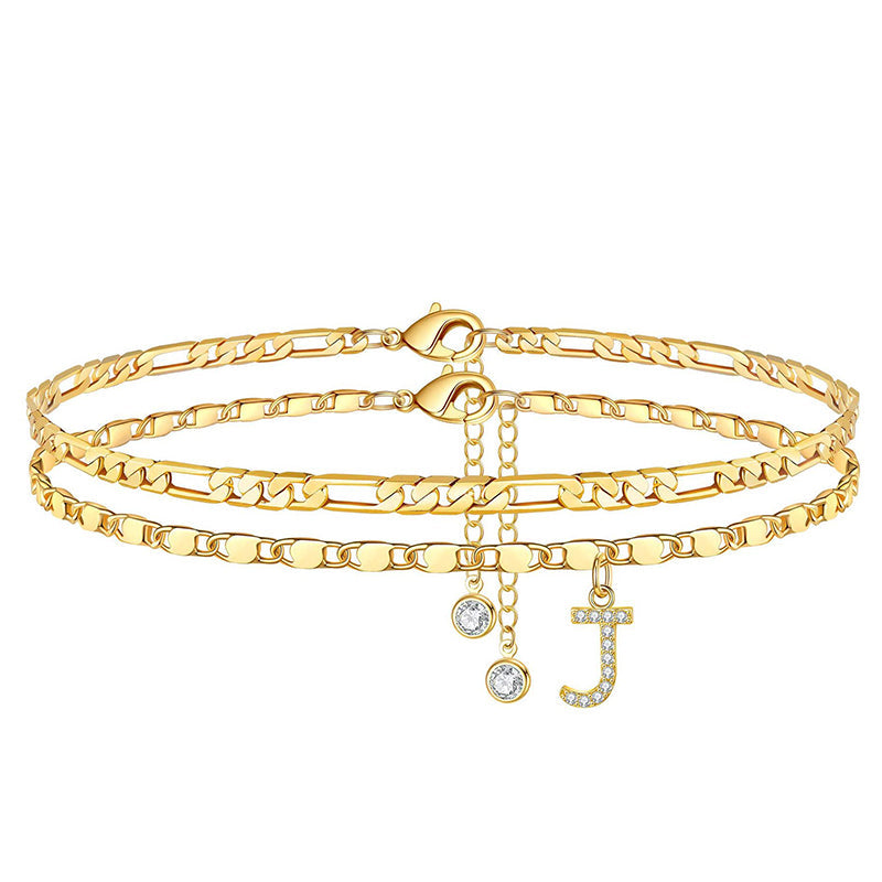 Fußkette Layered-Design mit Strass-Steinen