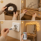 LED-Lichterzweig 160 cm, 72 LEDs warmweiß, USB-Betrieb & Fernbedienung – braun, Weidenoptik