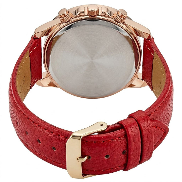 Women's watch with genuine leather strap, Roman numeral dial, and date display, Ø 42 mm