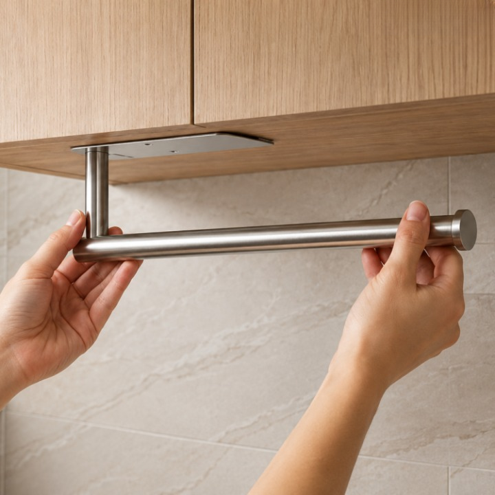 Stainless Steel Kitchen Roll Holder Wall Mount Under Cabinet