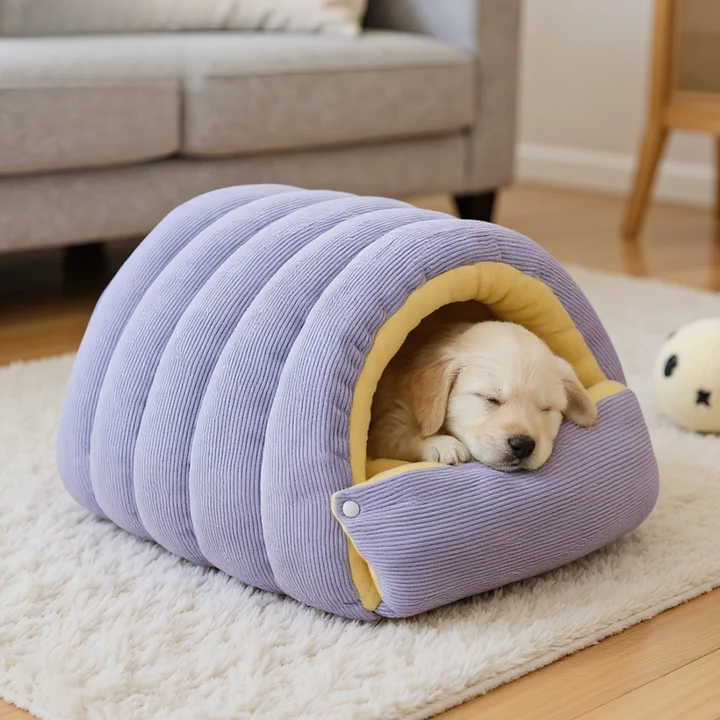 Haustierhöhle mit Plüschfutter – Warmes Kuschelbett für Katzen & Hunde