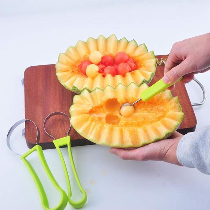 Melon baller set with V-knife stainless steel