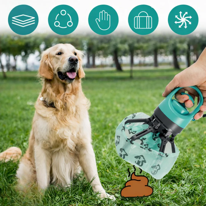 Dog Poop Grabber with Built-in Bag Dispenser – Touch-Free Cleaning