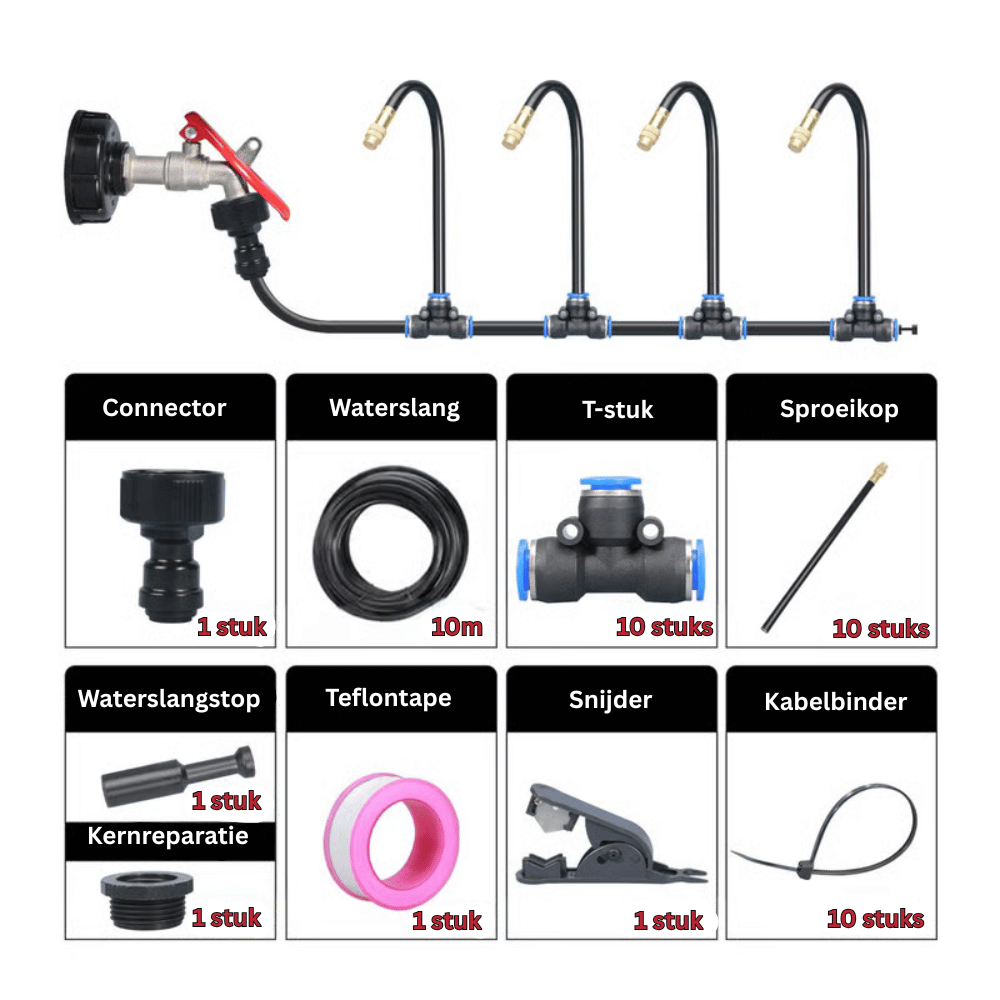 Automatic irrigation system with 360° spray nozzles